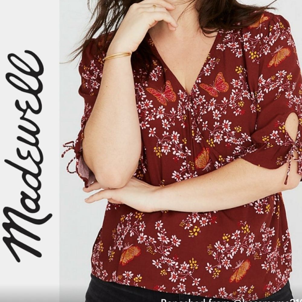 Madewell Tie-Sleeve Wrap Top Size 20